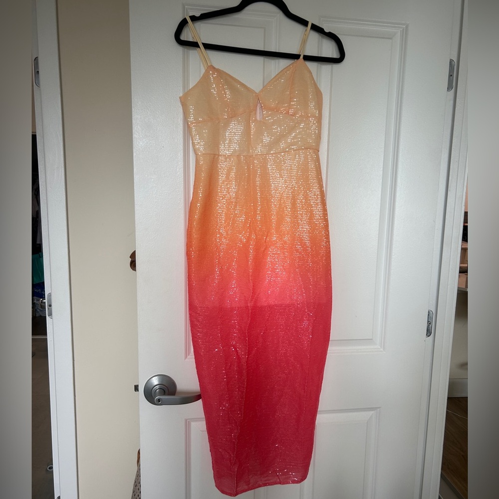 Ombre Sequin Spaghetti Strap Dress